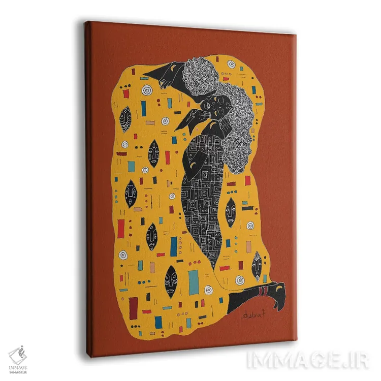 تابلو کلیم نوار (اثر به سبک کلینت با تم تاریک) اثر آیسلین اف - نمای پرسپکتیو محصول