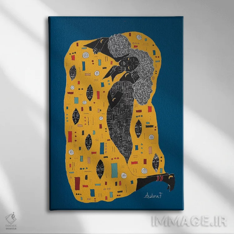 تابلو کلیم نوار (اثر به سبک کلینت با تم تاریک) اثر آیسلین اف - نمای روبهرو روی دیوار