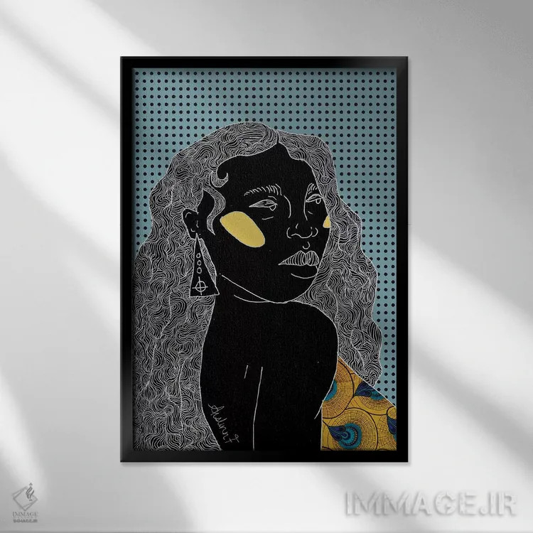 تابلو درخشندگی - آبی اثر آیسلین اف - نمای قابدار مشکی