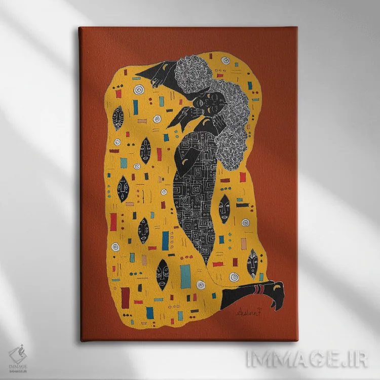 تابلو کلیم نوار (اثر به سبک کلینت با تم تاریک) اثر آیسلین اف - نمای روبهرو روی دیوار