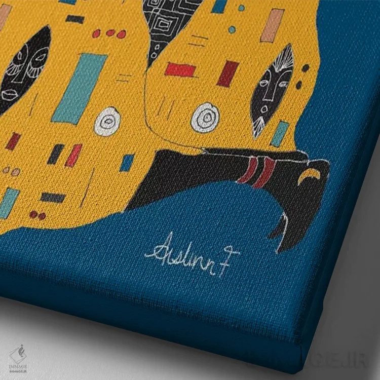 تابلو کلیم نوار (اثر به سبک کلینت با تم تاریک) اثر آیسلین اف - نمای نزدیک بافت بوم