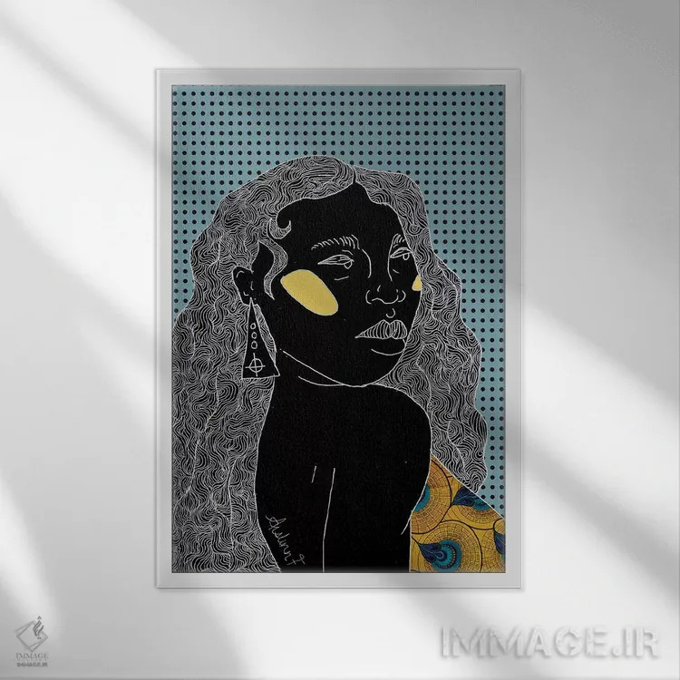 تابلو درخشندگی - آبی اثر آیسلین اف - نمای قابدار سفید