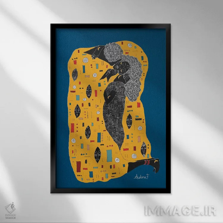 تابلو کلیم نوار (اثر به سبک کلینت با تم تاریک) اثر آیسلین اف - نمای قابدار مشکی