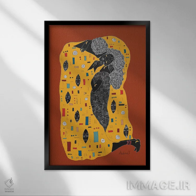 تابلو کلیم نوار (اثر به سبک کلینت با تم تاریک) اثر آیسلین اف - نمای قابدار مشکی