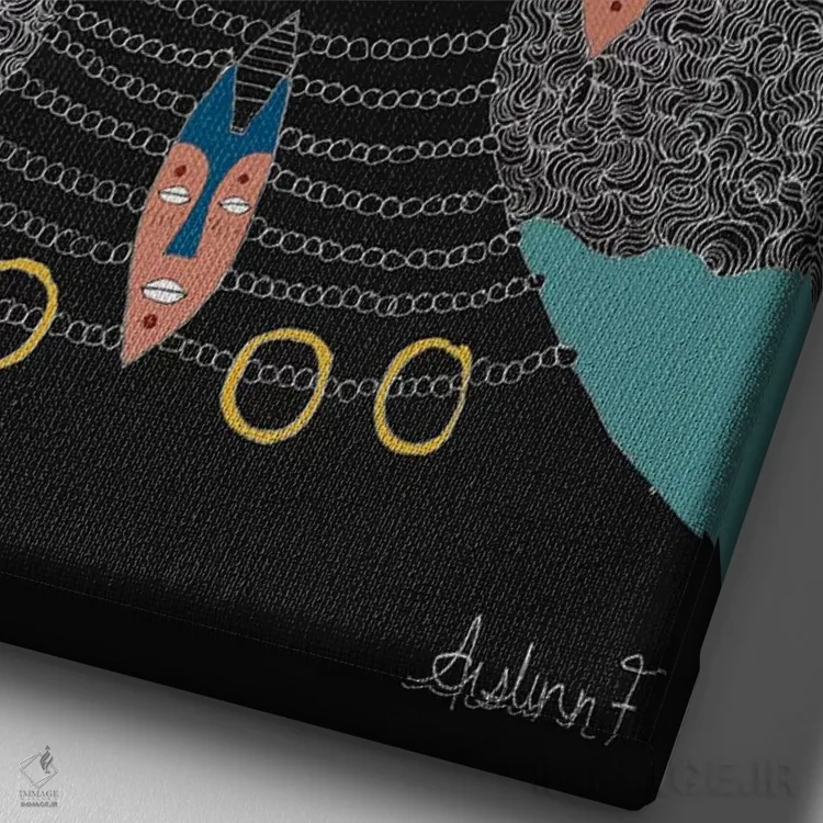 تابلو متعادل اثر آیسلین اف - نمای نزدیک بافت بوم