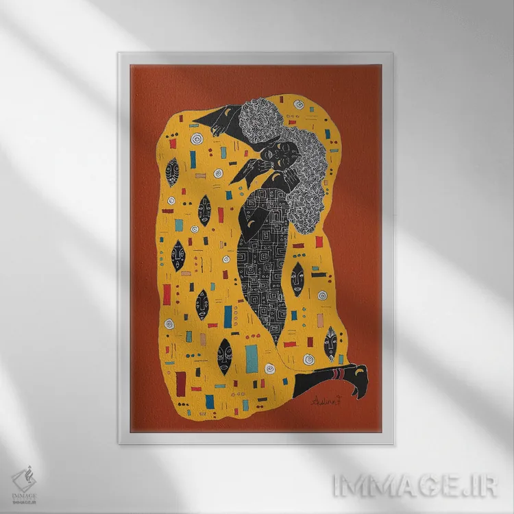 تابلو کلیم نوار (اثر به سبک کلینت با تم تاریک) اثر آیسلین اف - نمای قابدار سفید