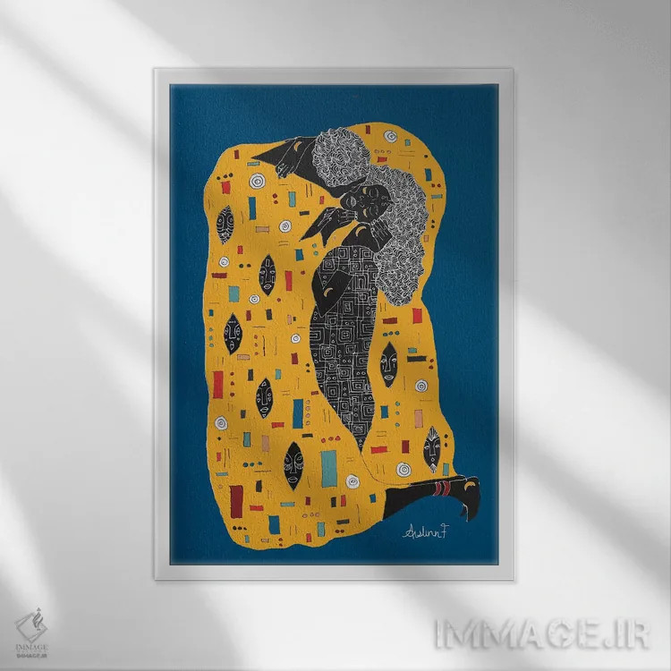 تابلو کلیم نوار (اثر به سبک کلینت با تم تاریک) اثر آیسلین اف - نمای قابدار سفید