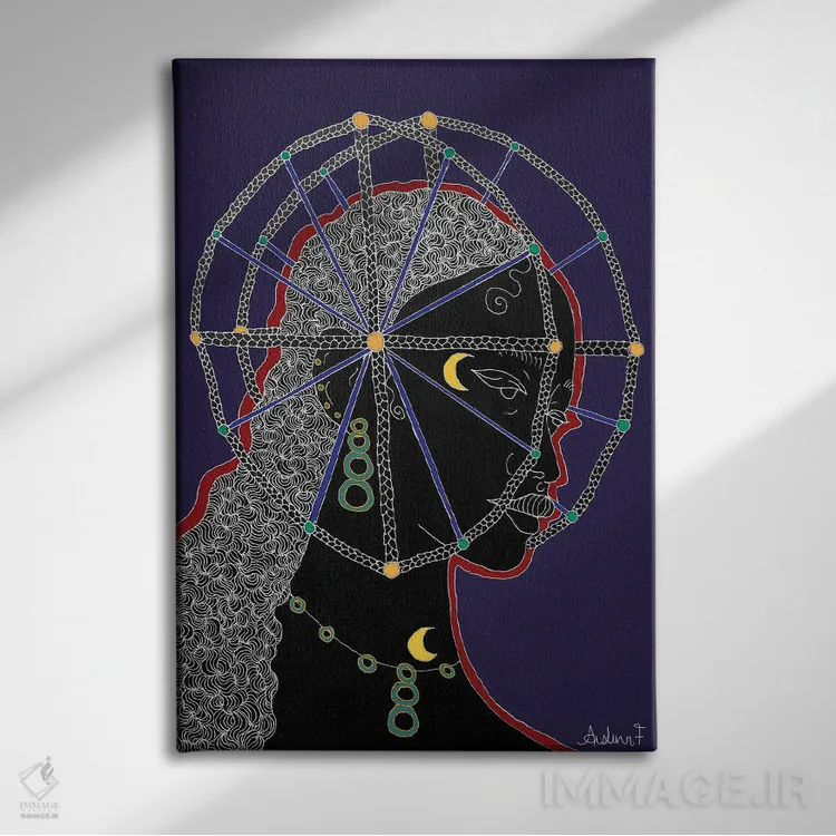 تابلو شرافت - آبی اثر آیسلین اف - نمای روبهرو روی دیوار