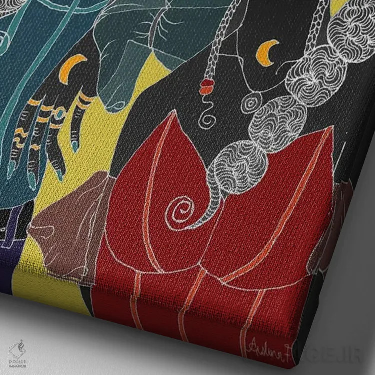 تابلو خواهرانگی اثر آیسلین اف - نمای نزدیک بافت بوم