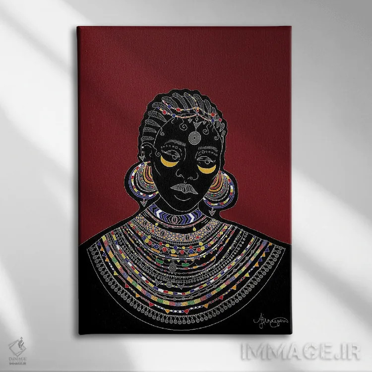 تابلو ماساای II (قوم آفریقایی) اثر آیسلین اف - نمای روبهرو روی دیوار