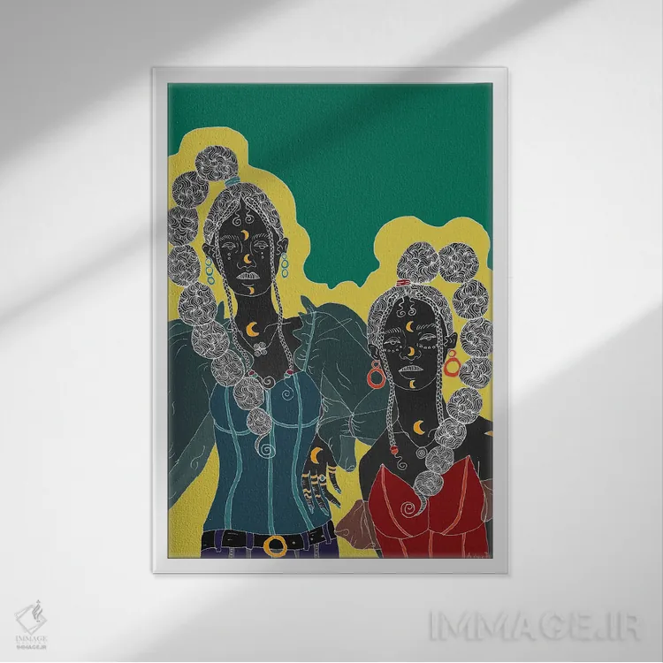 تابلو خواهرانگی اثر آیسلین اف - نمای قابدار سفید