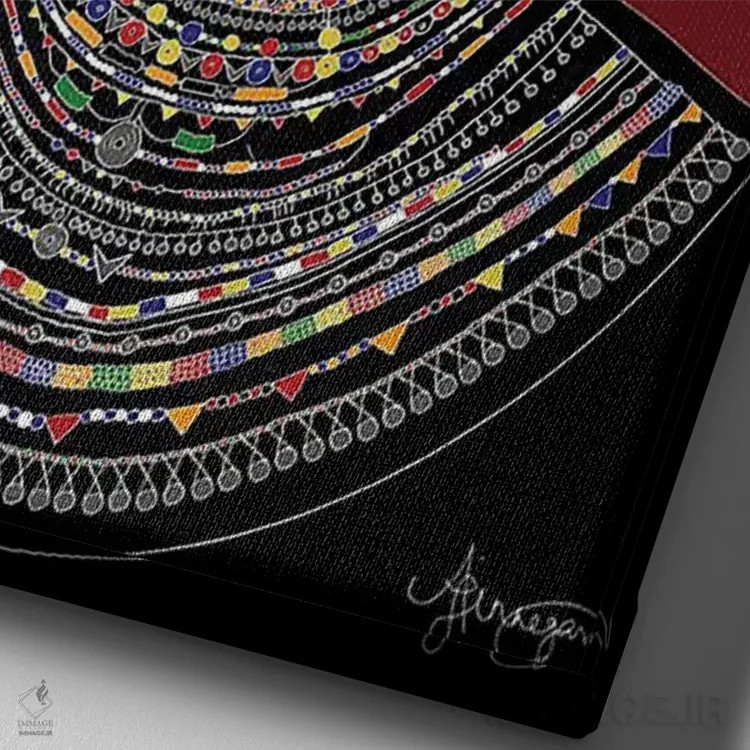 تابلو ماساای II (قوم آفریقایی) اثر آیسلین اف - نمای نزدیک بافت بوم