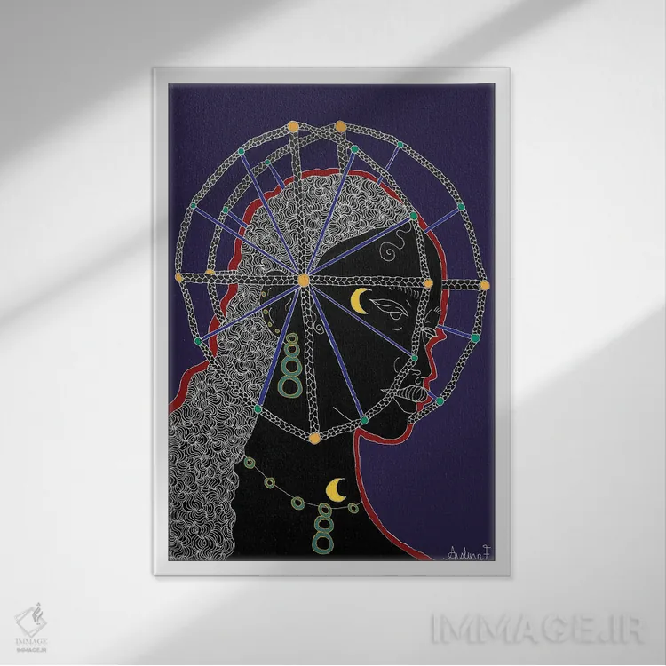 تابلو شرافت - آبی اثر آیسلین اف - نمای قابدار سفید