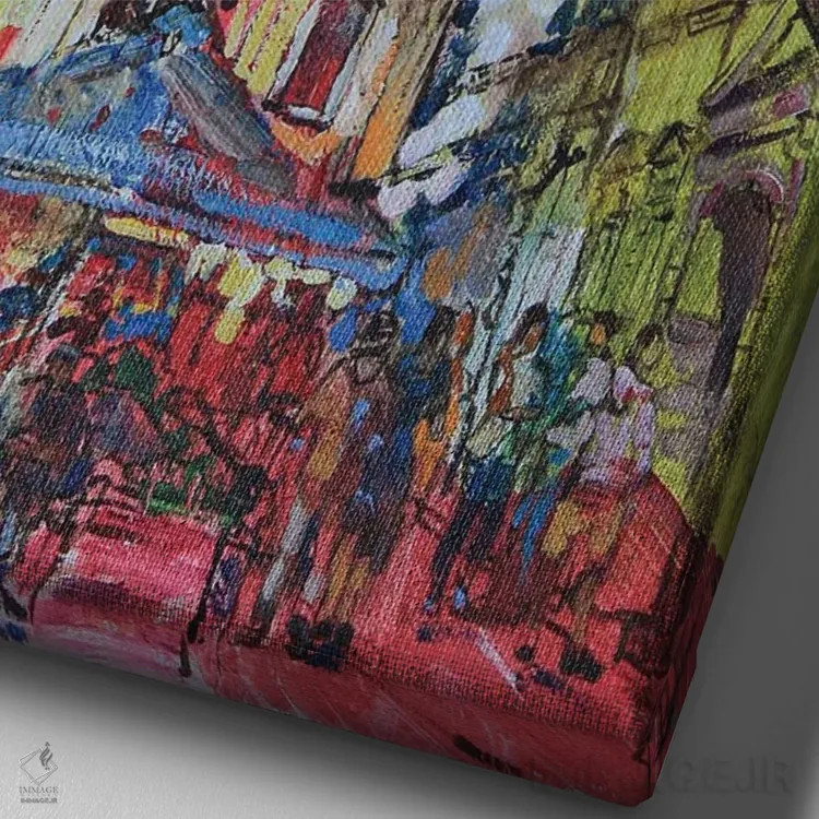 تابلو روز آفتابی در شهر قدیمی اثر اندریی کوتساچنکو - نمای نزدیک بافت بوم