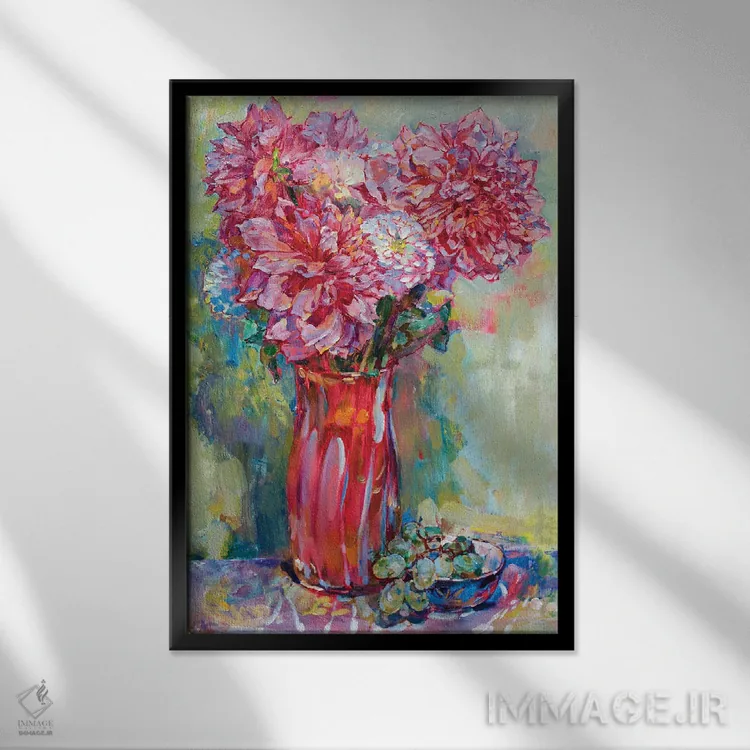 تابلو دستهگل داوودی اثر اندریی کوتساچنکو - نمای قابدار مشکی