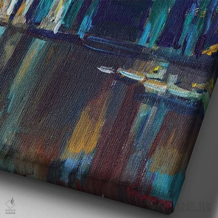 تابلو منظره با بید کنار دریاچه اثر اندریی کوتساچنکو - نمای نزدیک بافت بوم