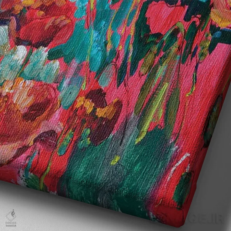 تابلو گل شقایق قرمز اثر اندریی کوتساچنکو - نمای نزدیک بافت بوم