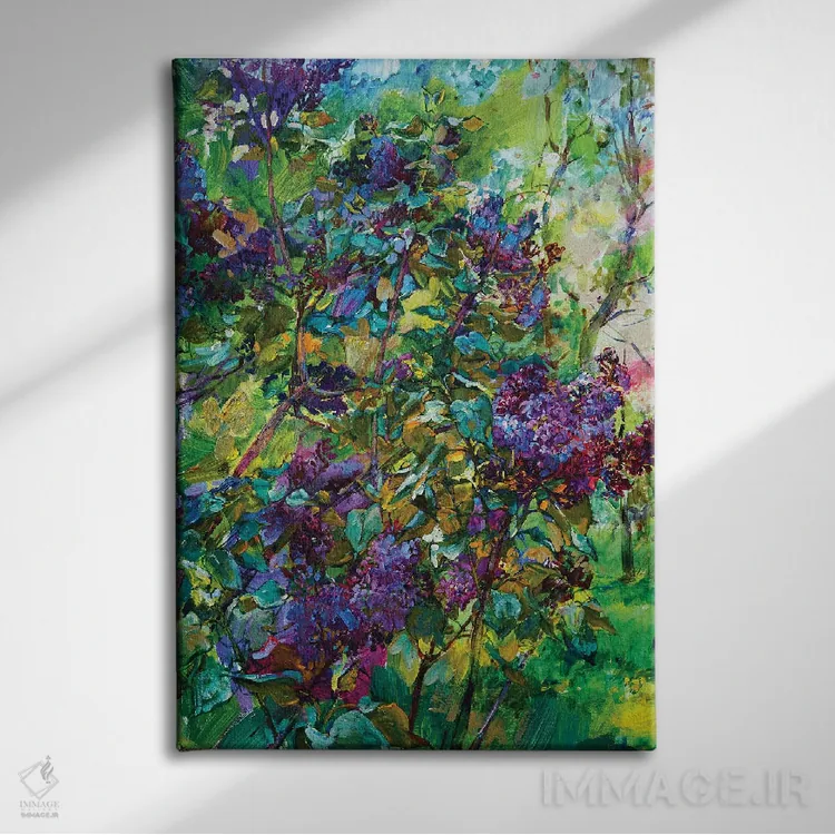 تابلو گلهای یاس بنفش اثر اندریی کوتساچنکو - نمای روبهرو روی دیوار