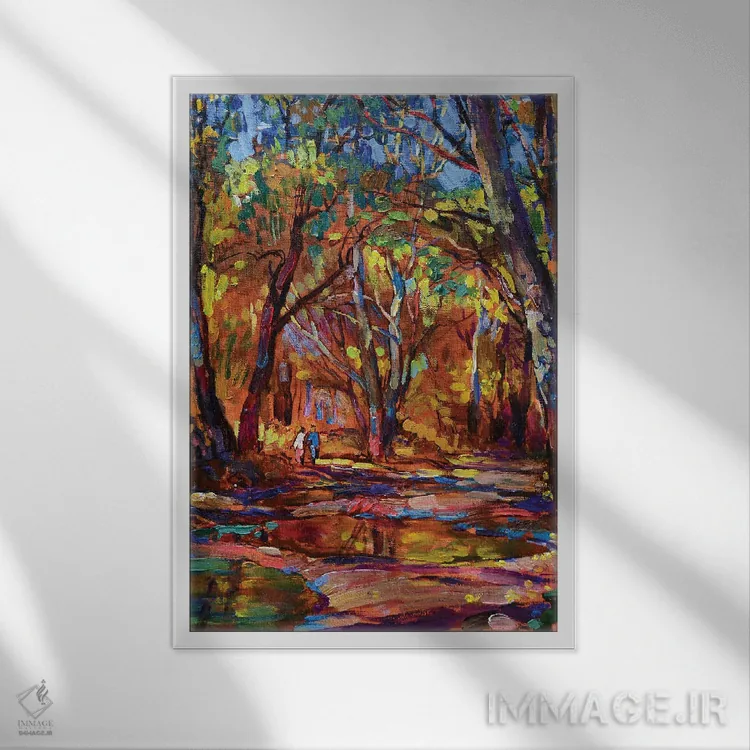 تابلو پیادهروی پاییزی اثر اندریی کوتساچنکو - نمای قابدار سفید