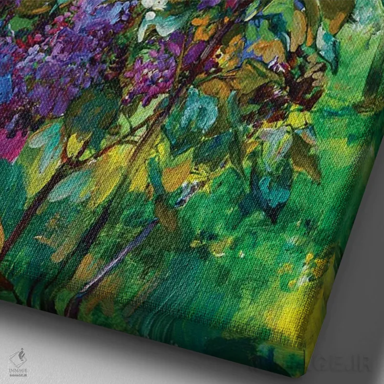 تابلو گلهای یاس بنفش اثر اندریی کوتساچنکو - نمای نزدیک بافت بوم