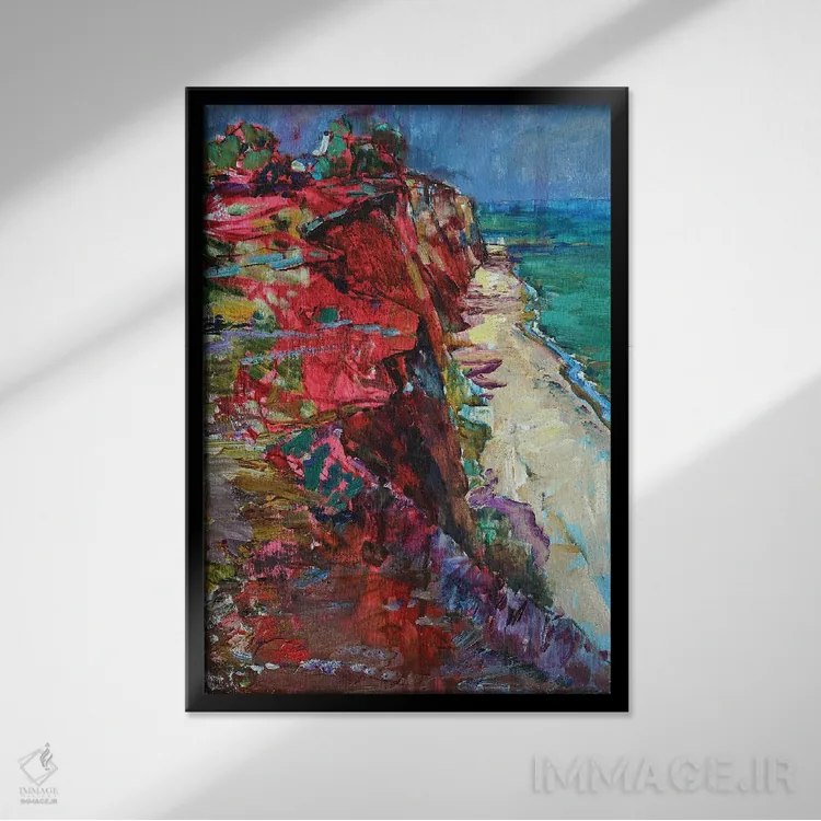 تابلو ساحل در کنار دریا اثر اندریی کوتساچنکو - نمای قابدار مشکی