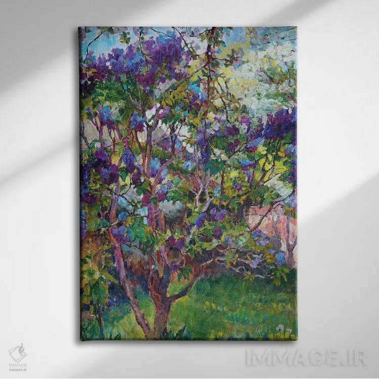 تابلو منظرهای با درختان یاس بنفش اثر اندریی کوتساچنکو - نمای روبهرو روی دیوار