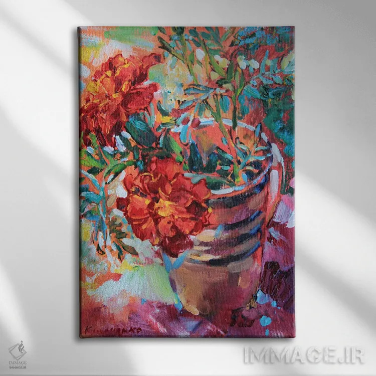 تابلو همیشهبهار در فنجان اثر اندریی کوتساچنکو - نمای روبهرو روی دیوار