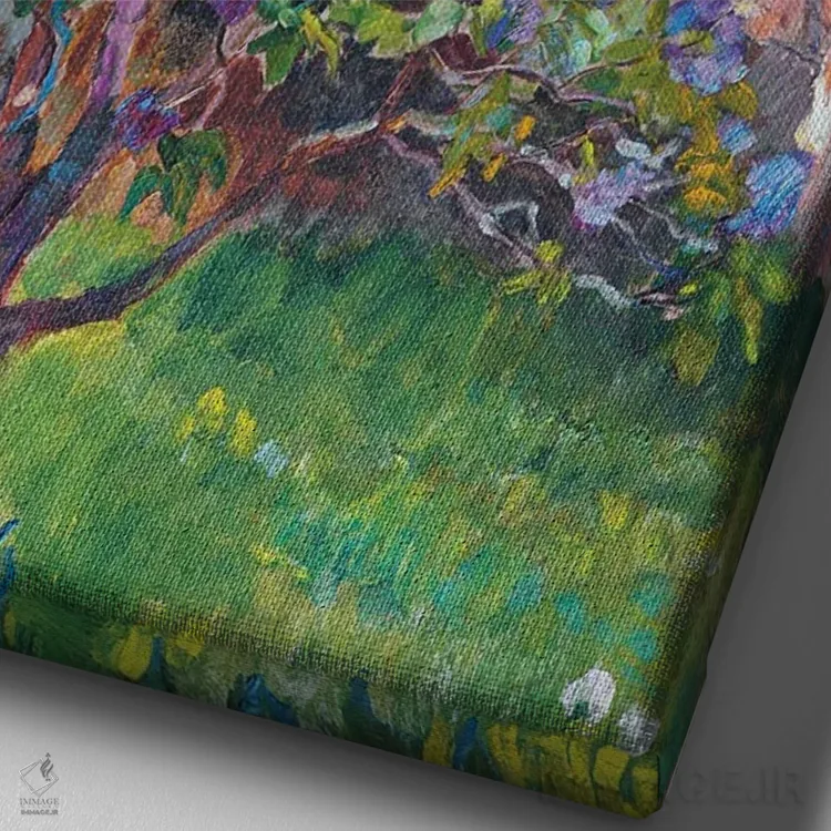تابلو منظرهای با درختان یاس بنفش اثر اندریی کوتساچنکو - نمای نزدیک بافت بوم