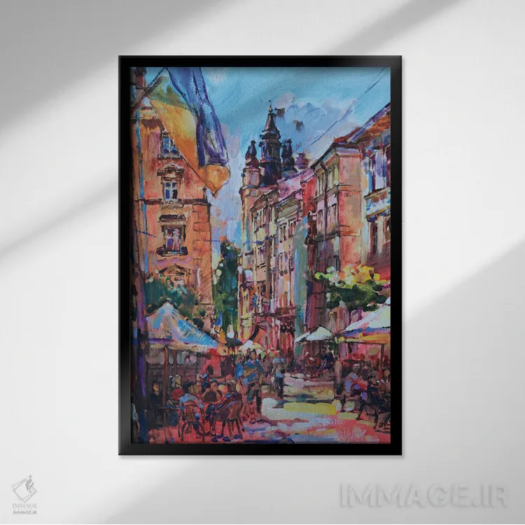تابلو لویو تابستانی. خیابان ارمنی (اوکراین) اثر اندریی کوتساچنکو - نمای قابدار مشکی