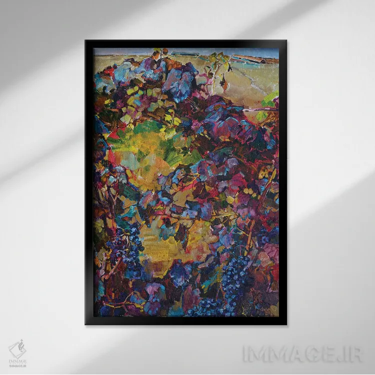 تابلو انگورهای رنگارنگ اثر اندریی کوتساچنکو - نمای قابدار مشکی