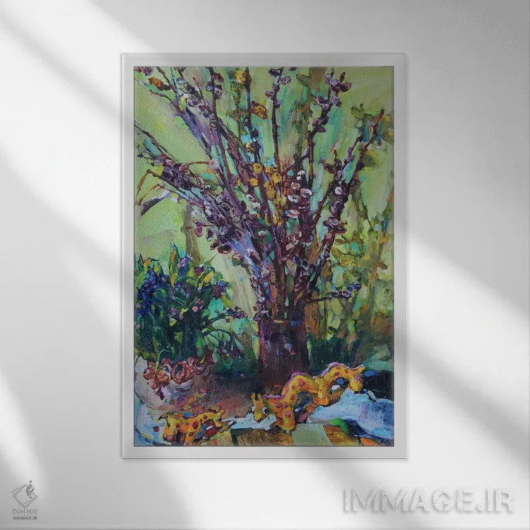 تابلو طبیعت بیجان بهاری اثر اندریی کوتساچنکو - نمای قابدار سفید