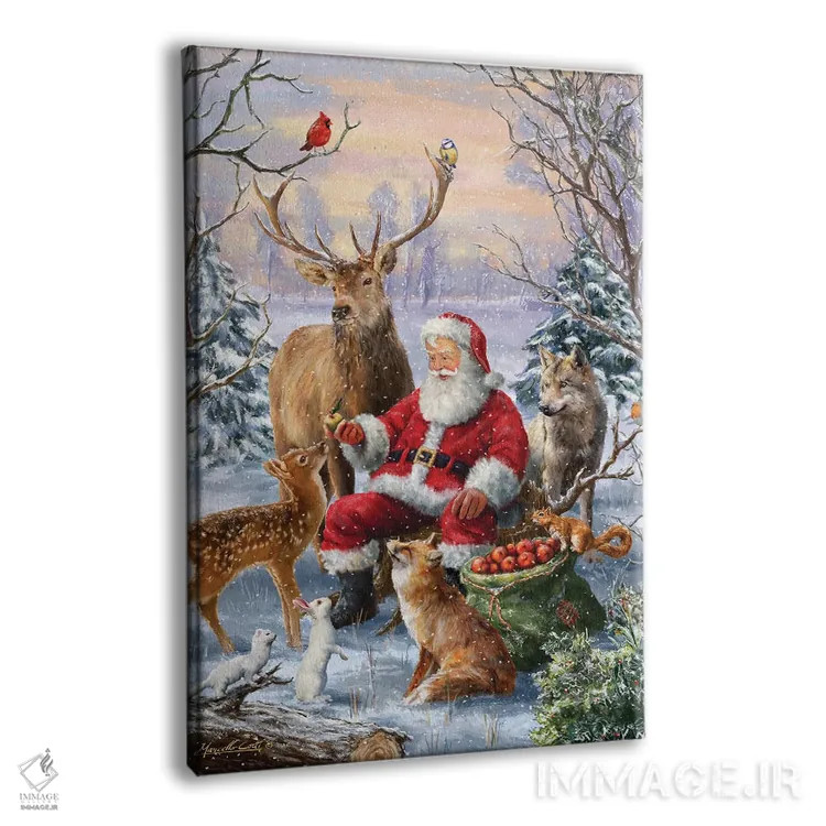 تابلو حیوانات بابانوئل اثر علی کورتی - نمای پرسپکتیو محصول