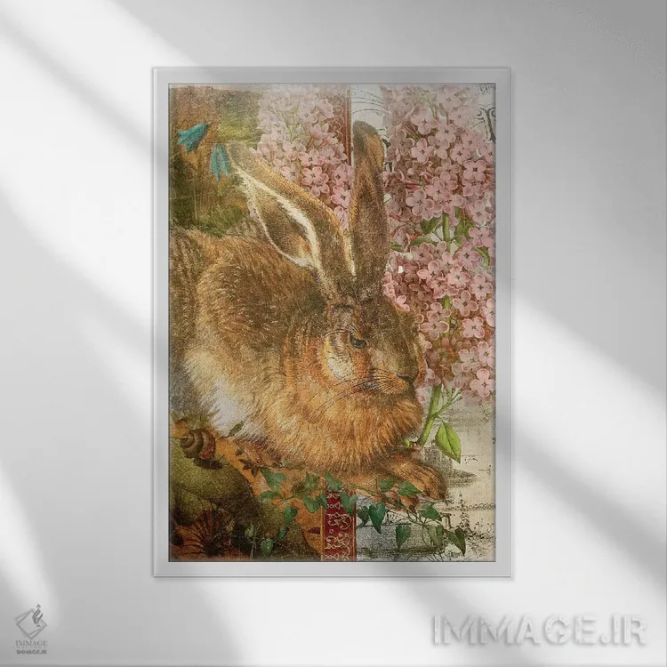 تابلو خرگوش اثر ایمی استوارت - نمای قابدار سفید
