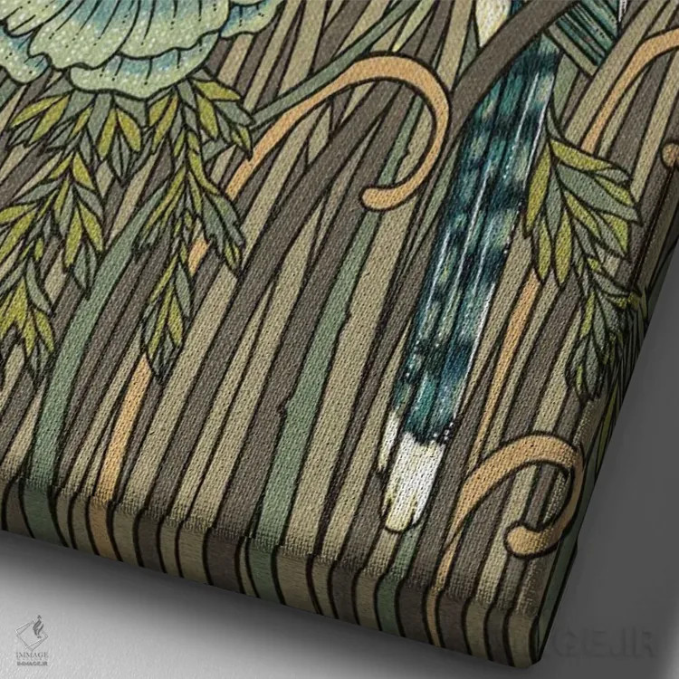 تابلو جیجغد آبی (پرنده) اثر آنیتا اینوراریتی - نمای نزدیک بافت بوم