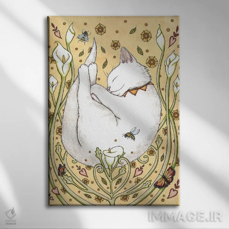 تابلو پروانهها و زنبورها اثر آنیتا اینوراریتی - نمای روبهرو روی دیوار