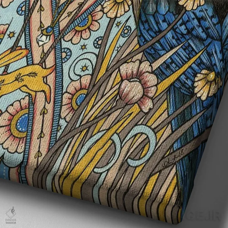 تابلو کودک عوضشده (افسانهای؛ جانشین بچه انسان با موجود فرازمینی) اثر آنیتا اینوراریتی - نمای نزدیک بافت بوم