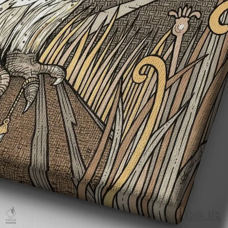 تابلو فرزانهای منتظر است اثر آنیتا اینوراریتی - نمای نزدیک بافت بوم