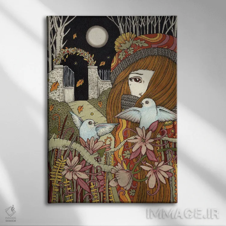 تابلو نگهبان دروازه کراتیز (Crathes نام قلعهای در اسکاتلند) اثر آنیتا اینوراریتی - نمای روبهرو روی دیوار