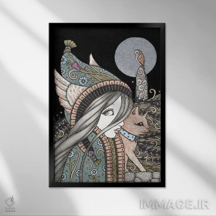 تابلو موجودات شب اثر آنیتا اینوراریتی - نمای قابدار مشکی