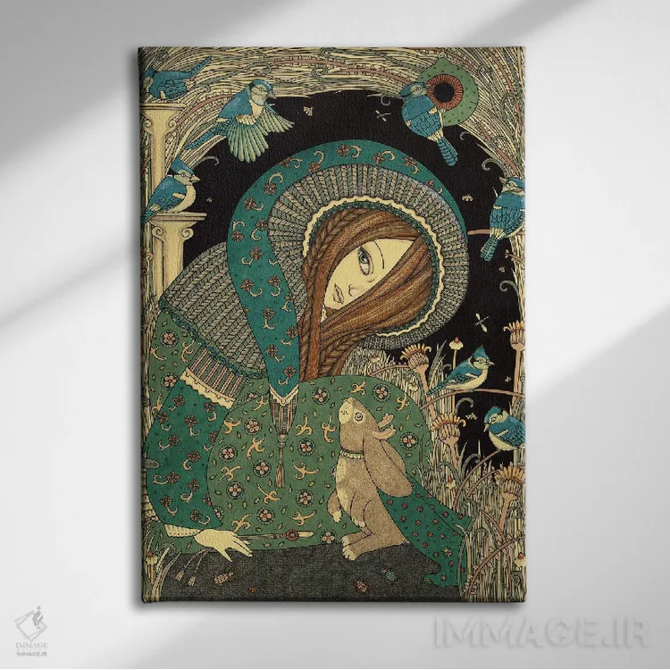 تابلو باغ جکلُپ (Jackalope: خرگوش افسانهای با شاخ) اثر آنیتا اینوراریتی - نمای روبهرو روی دیوار