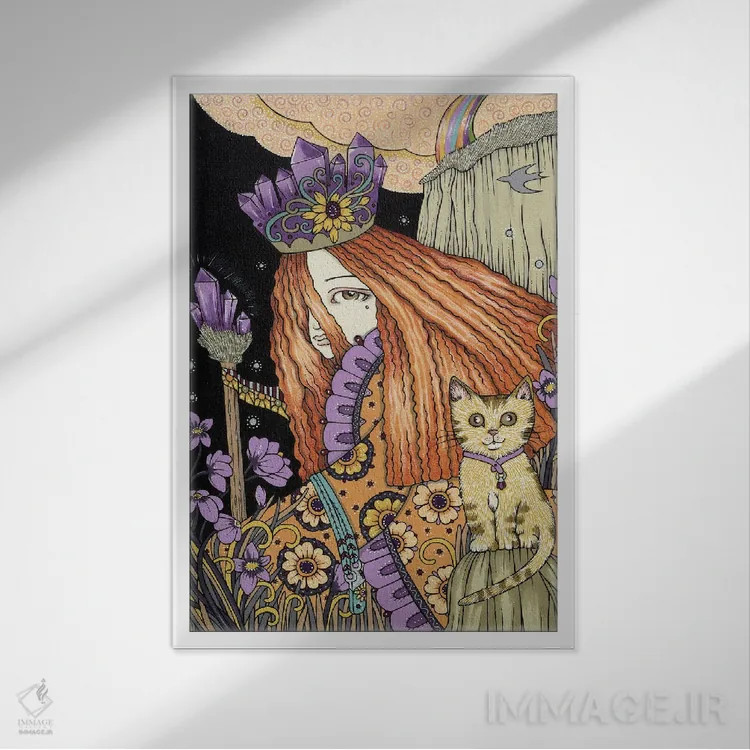 تابلو آمتیست و بنفش (سنگ قیمتی و رنگ) اثر آنیتا اینوراریتی - نمای قابدار سفید