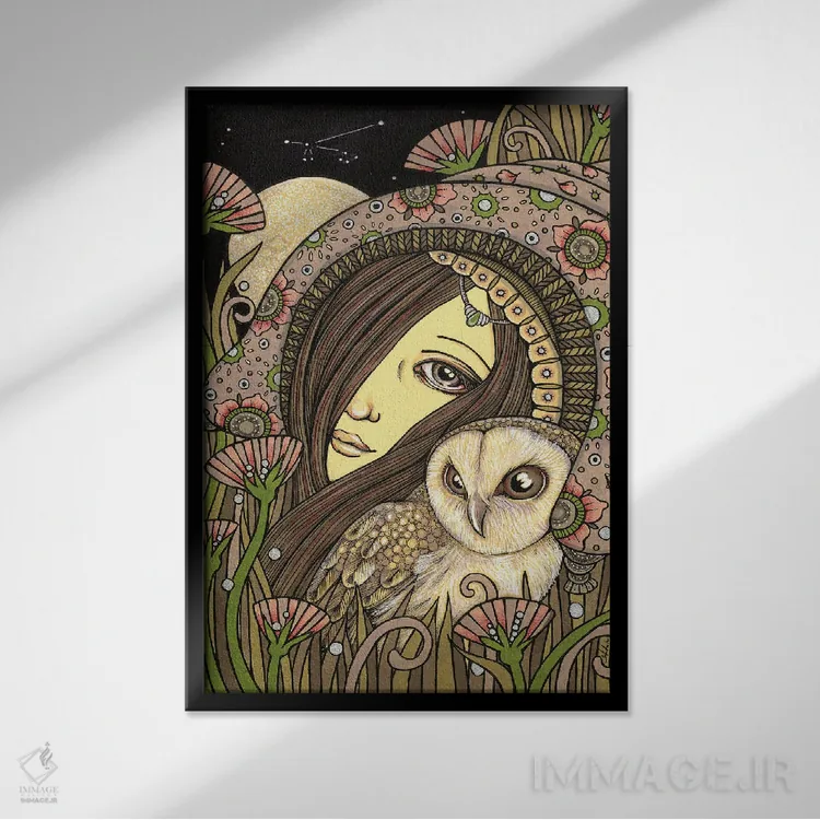 تابلو نوکتوا (جغد شب، گونهای جغد) اثر آنیتا اینوراریتی - نمای قابدار مشکی