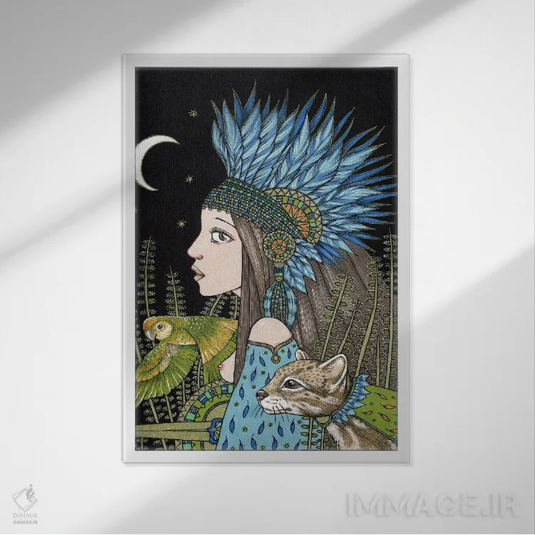 تابلو ماماکوناس (احتمالاً اشاره به شخصیت/عنوان زنان والای پرو باستان) اثر آنیتا اینوراریتی - نمای قابدار سفید