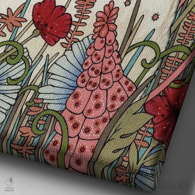 تابلو شقایقها و کفشدوزک اثر آنیتا اینوراریتی - نمای نزدیک بافت بوم