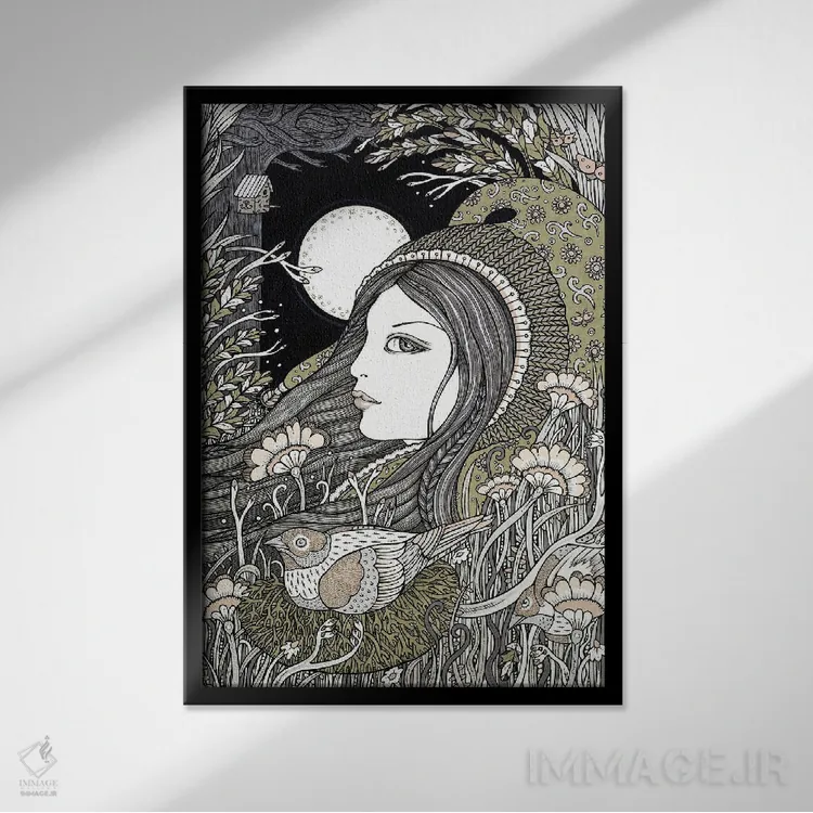 تابلو اوستارا (الهه بهار در اسطوره نورس) اثر آنیتا اینوراریتی - نمای قابدار مشکی