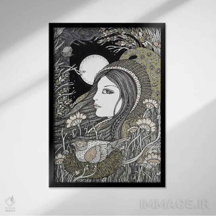 تابلو اوستارا (الهه بهار در اسطوره نورس) اثر آنیتا اینوراریتی - نمای قابدار مشکی
