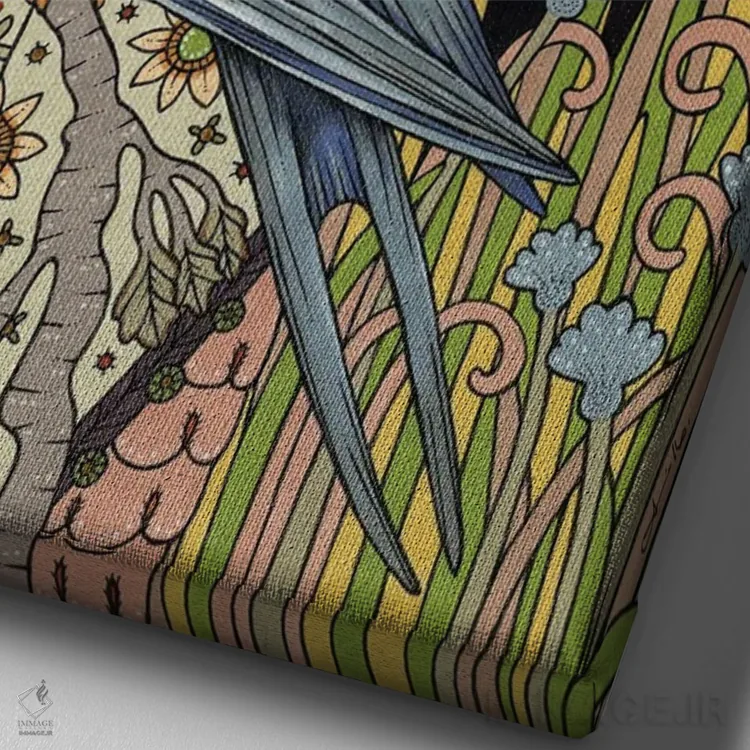 تابلو جنبوجوش تابستان اثر آنیتا اینوراریتی - نمای نزدیک بافت بوم