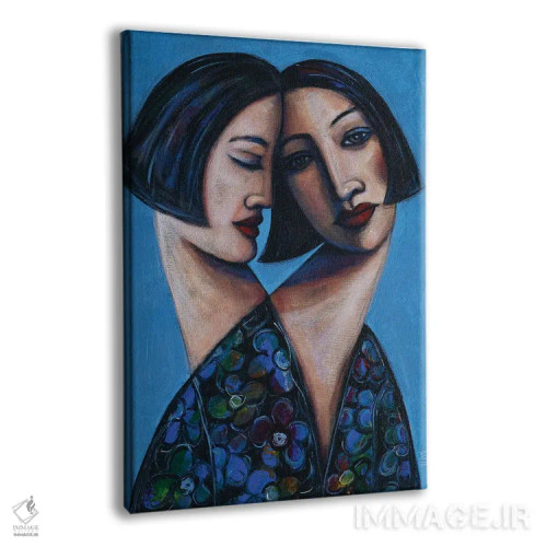تابلو دو خواهر با بلوز گلدار اثر آسایزا - نمای پرسپکتیو محصول
