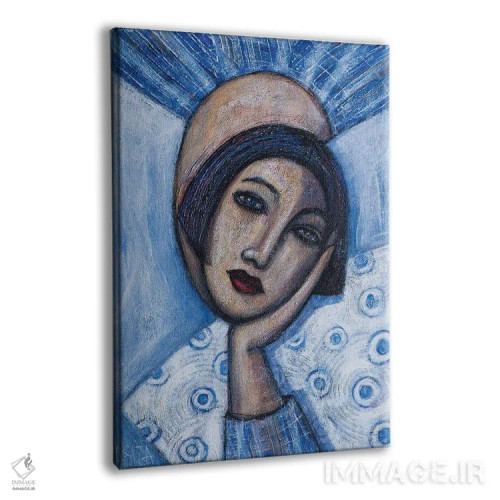 تابلو دختر با پیژامه آبی اثر آسایزا - نمای پرسپکتیو محصول