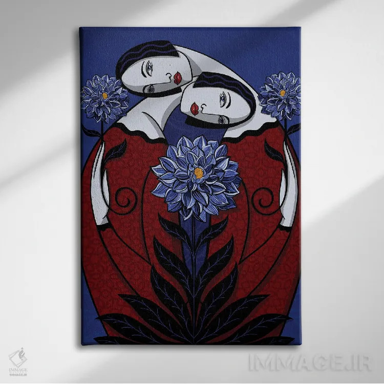 تابلو کوکبهای آبی اثر آسایزا - نمای روبهرو روی دیوار